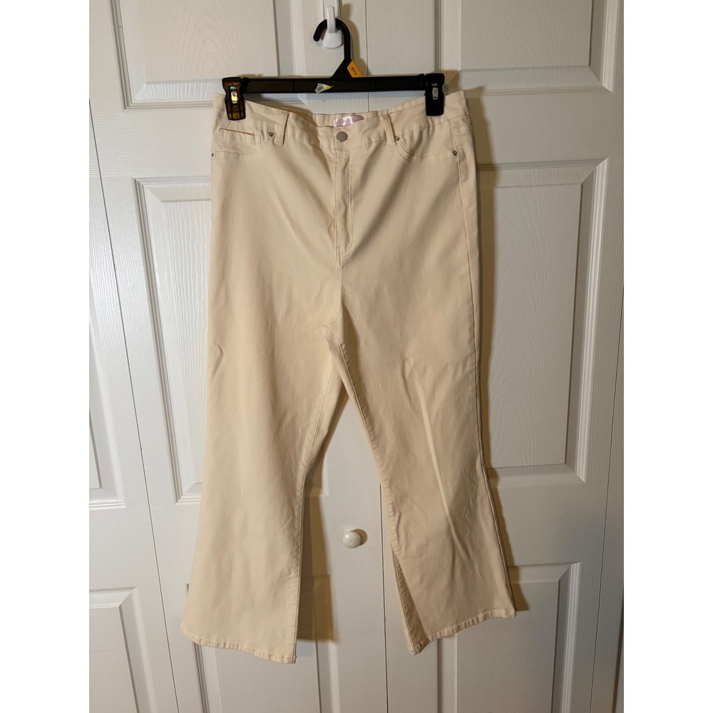 Discount Divas Boutique Cream Wide Leg Denim Pants Womens Extra Large XL Neutral